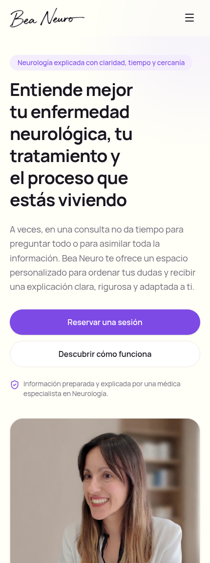 Vista previa de la web de Bea Neuro