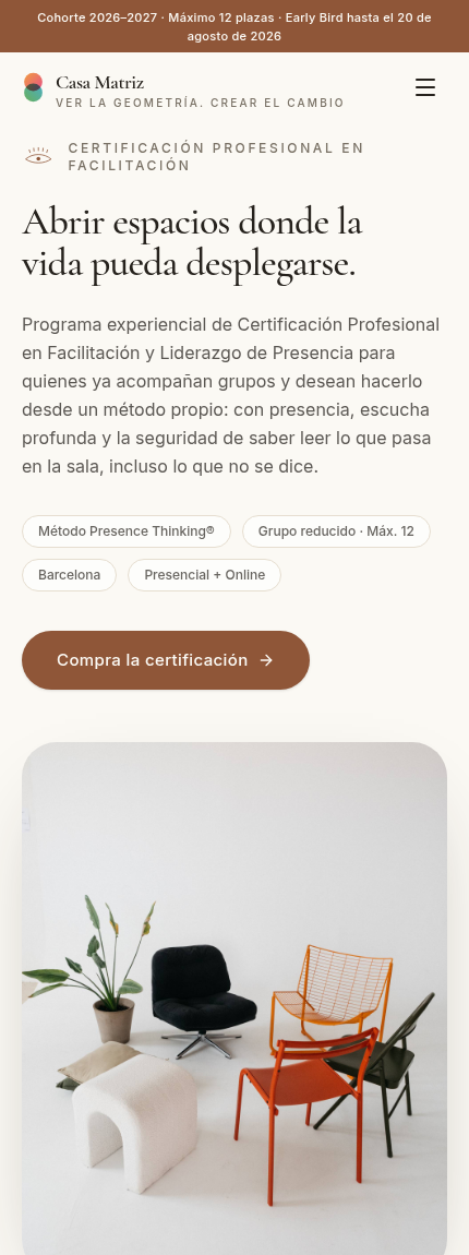 Vista previa de la web de Casa Matriz